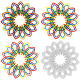 Four circular shapes similar to wicker patterns