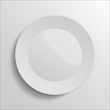 Clean white plate with glossy place on grey background