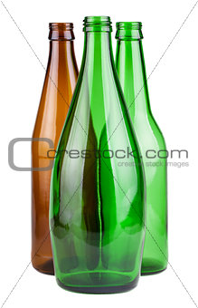 Empty bottles without labels