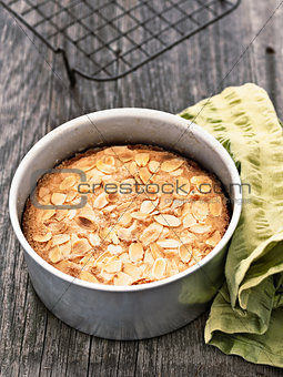 rustic swedish almond cake in baking tin
