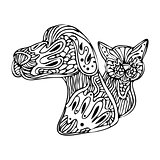 Zentangle Dog And Cat