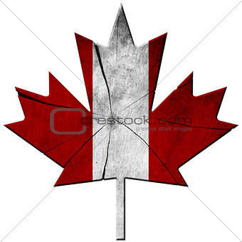 Canadian Flag - Wooden Leaf