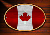Oval Wooden Canadian Flag