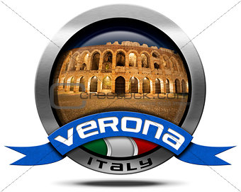 Verona Italy - Metal Icon with Arena