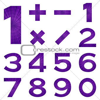 Numbers set, violet space