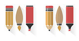 Vector set of pencil, brush, and marker 