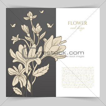 Card template with floral