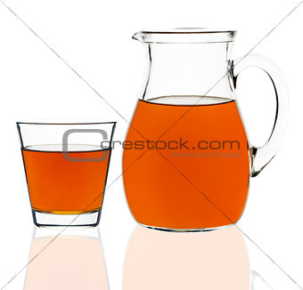 apple juice in a glass and carafe
