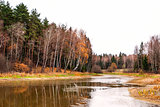 Autumn landscape with forest and lake