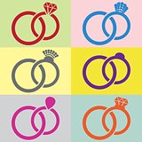 Wedding rings icons 