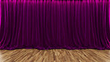 3d rendering theater stage with purple curtain and wooden floor