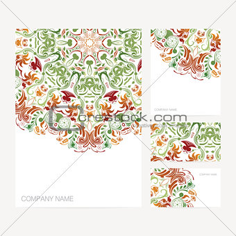 Set of business card and invitation card templates with floral o
