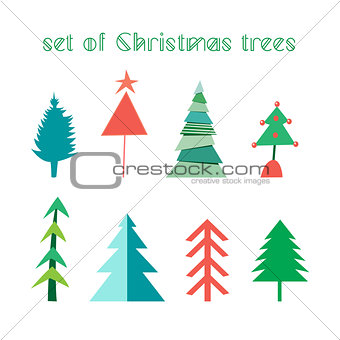 set of Christmas trees