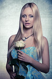 blonde girl with rose 