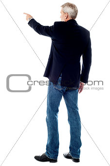 Senior business man pointing at something
