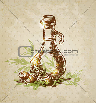 Vintage background with olive oil