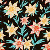  Seamless pattern with orange flowers