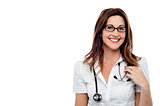 Smiling female doctor, isolated over white
