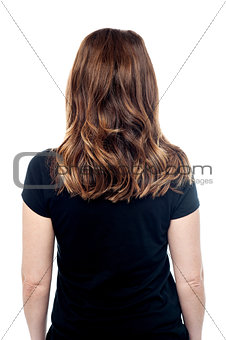 Casual woman from behind, isolated on white