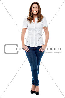 Full length portrait of stylish young woman