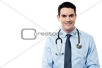 Smiling physician isolated over white