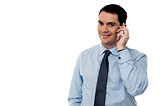 Male executive talking via mobile phone