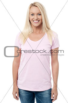 Smiling female model in casuals