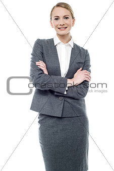 Confident business woman, crossed arms.