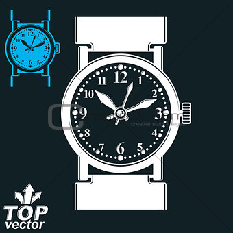 Vector white wristwatch illustration isolated on dark background