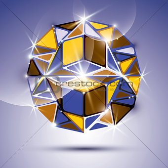 3D shiny mirror ball isolated on violet background. Vector fract