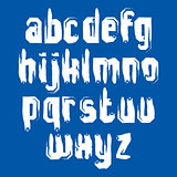 Vector alphabet lowercase letters set, hand-drawn white script, 