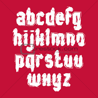 Vector white graffiti hand-painted letters isolated on red backg