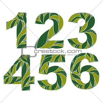 Spring floral numbers, decorative eco style digits with vintage 