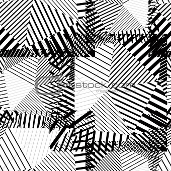 Black and white creative continuous lines pattern, contrast moti
