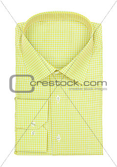 men's yellow shirt in a cage on white background