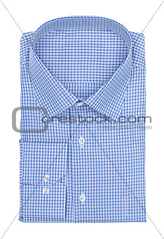 men's blue shirt in a cage on white background