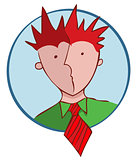Portrait of a businessman with red hair and tie. vector