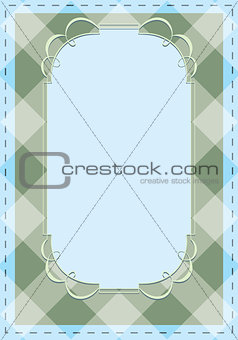 Vector checkered background with tracery frame