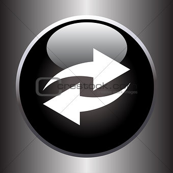 Two arrows icon on black glass button