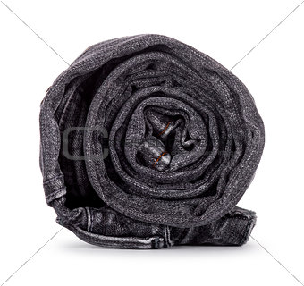black roll jeans isolated on white background