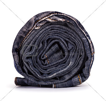 roll grungy jeans on a white background