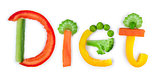 inscription diet of vegetables on a white background