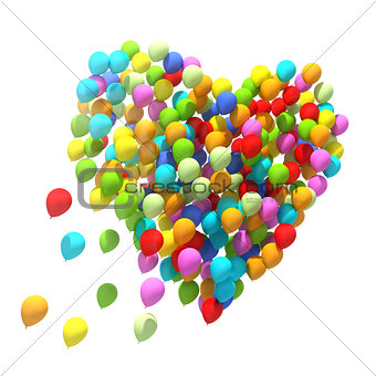 Big bunch of balloons. Heart shape.