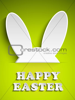 Happy Easter Rabbit Bunny on Green Background