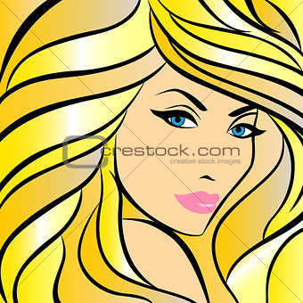 Abstract female with bright yellow hair