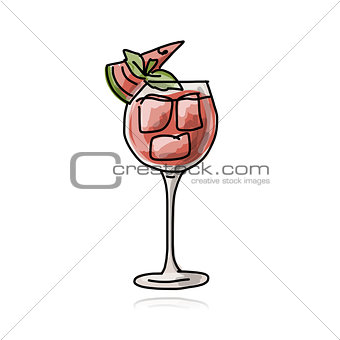 Cocktail with watermelon, sketch for your design