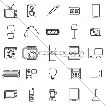 Electrical machine line icons on white background