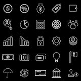 Finance line icons on black background