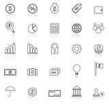 Finance line icons with reflect on white background