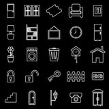 House related line icons on black background